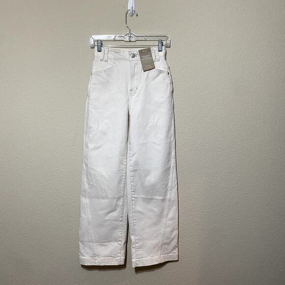 MADEWELL Jeans Women Sz 23 White Perfect Vintage Wide Leg High Rise Snap Hem NWT - Picture 3 of 14